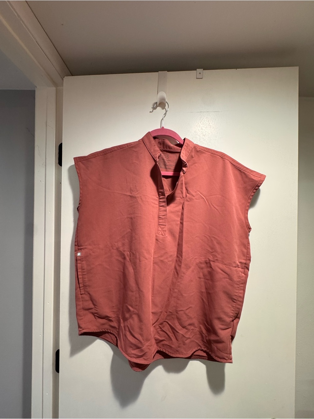FIGS Women's Short Sleeve Pullover Top in Terracotta